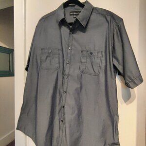 Polo Club Grey Short Sleeve Button Up Cotton Shirt with 2 Front Pockets